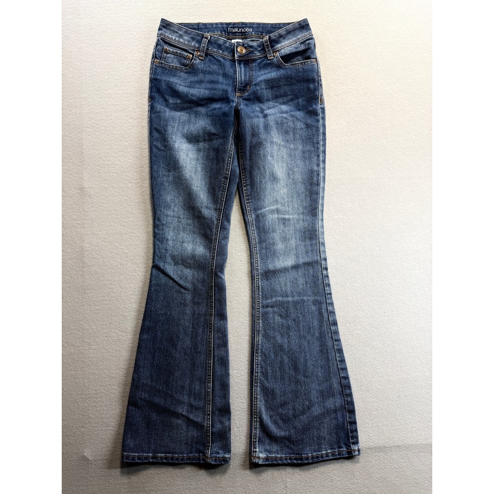 Maurices Jeans Women 2 Blue Flare Denim Mid Rise Stretch 29x31 Y2K 90's Retro